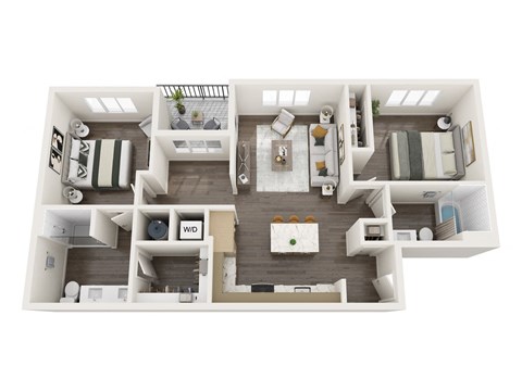 Floor plan for 2 beds, 2 baths, 1060 sqft